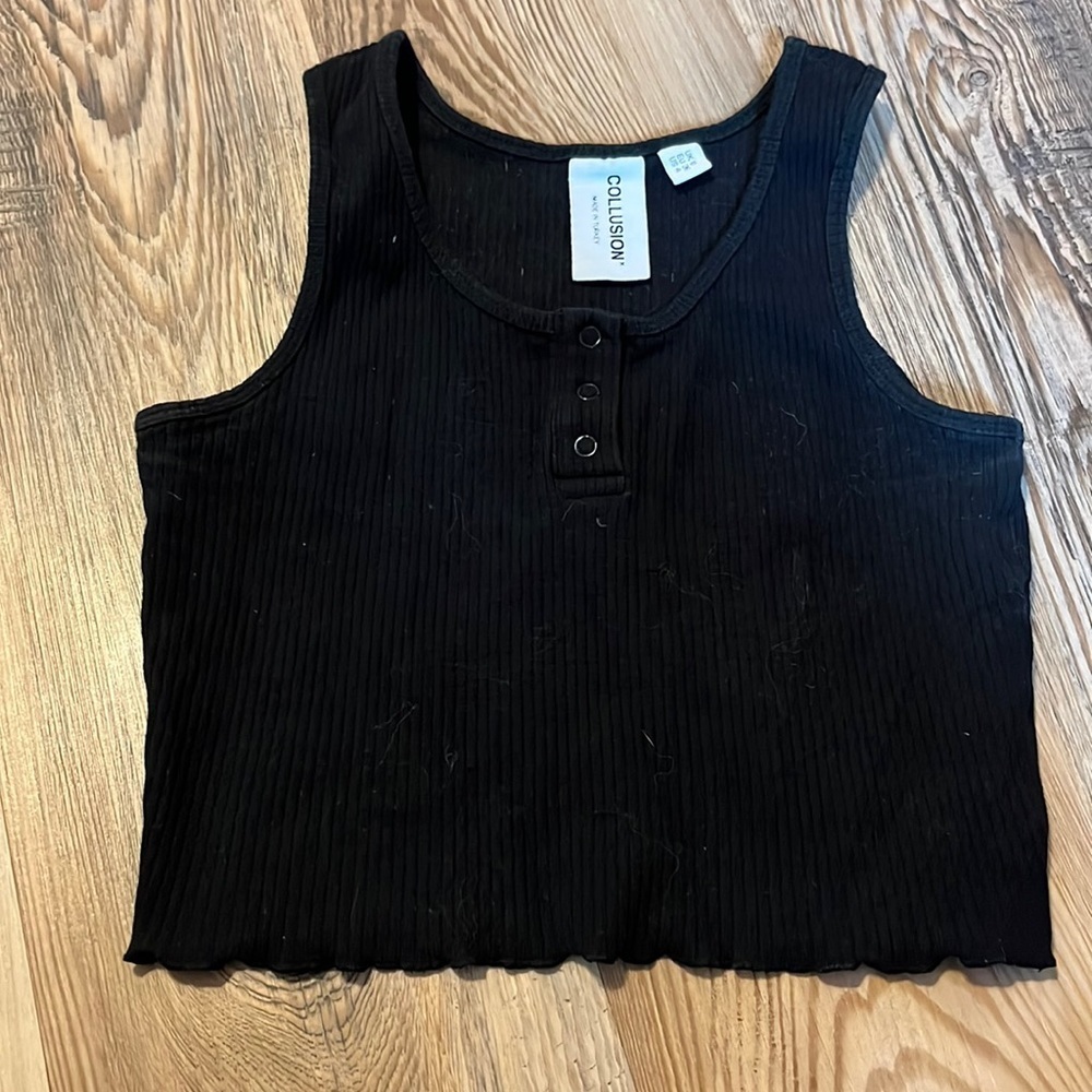 Collusion cropped black tank